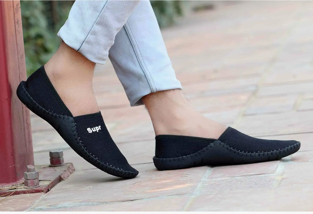 Stylish Black Mesh Slip-On Shoes