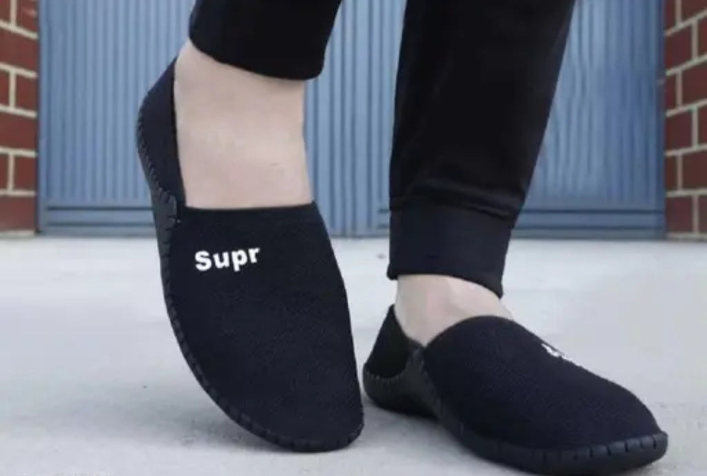 Stylish Black Mesh Slip-On Shoes