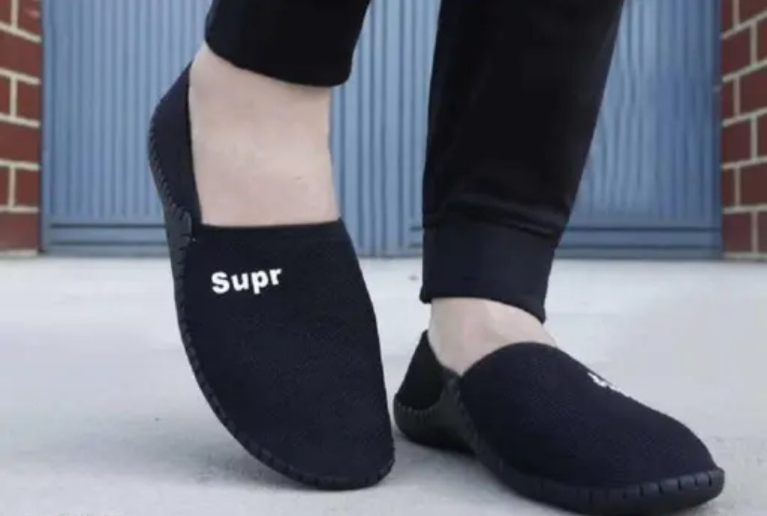 Stylish Black Mesh Slip-On Shoes